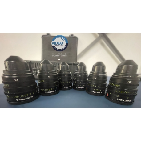 Leica Summicron-C, pre-owned cinema PL set with 6 lenses (18,25, 35, 50, 75, 100mm - T.2.0) + Pelicase