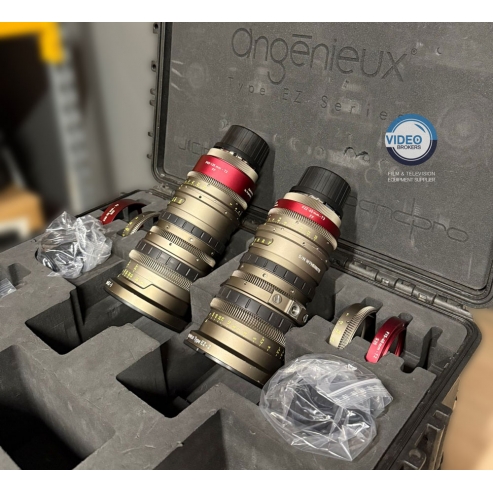 Angenieux EZ-1 45-135mm/30-90mm & EZ-2 22-60mm/15-40mm, kit of 2 used cinema lenses with interchangeable rear Optics